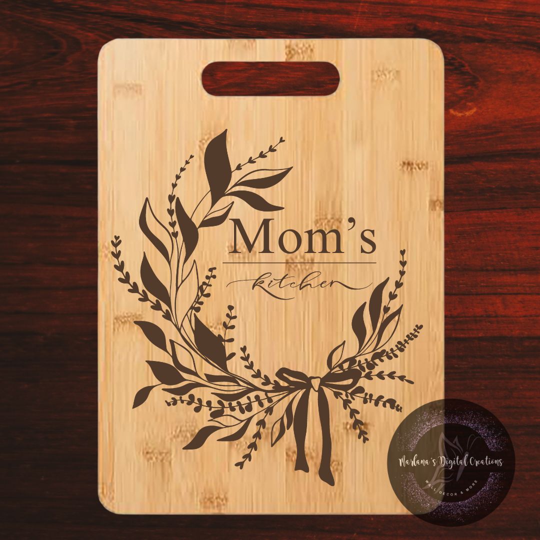Custom Floral Kitchen Frame - Large Rectangle Cutting Board
