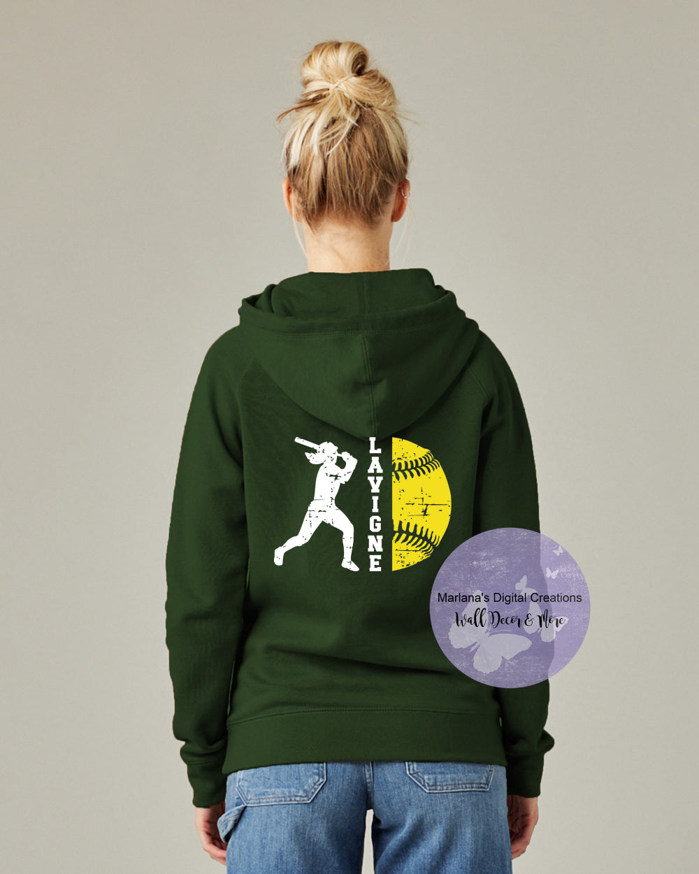 Grayling Softball Personalized Funnel Neck Hoodie Screen Print
