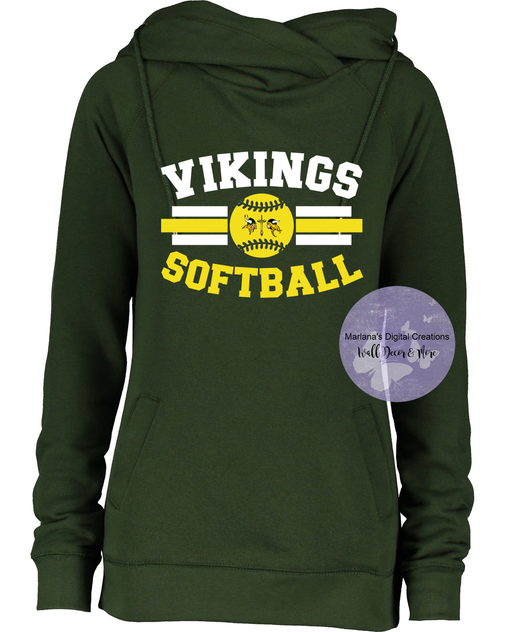 Grayling Softball Personalized Funnel Neck Hoodie Screen Print