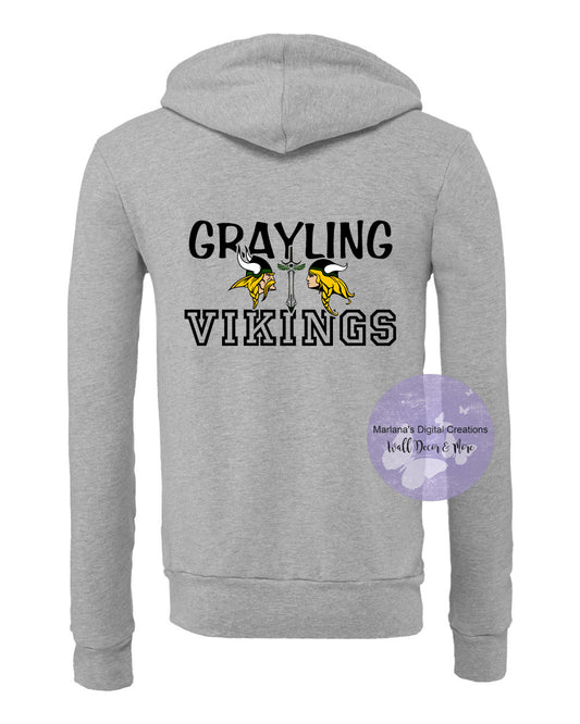 Grayling Vikings 2023 Unisex Front Zip Hoodie - Screen Print
