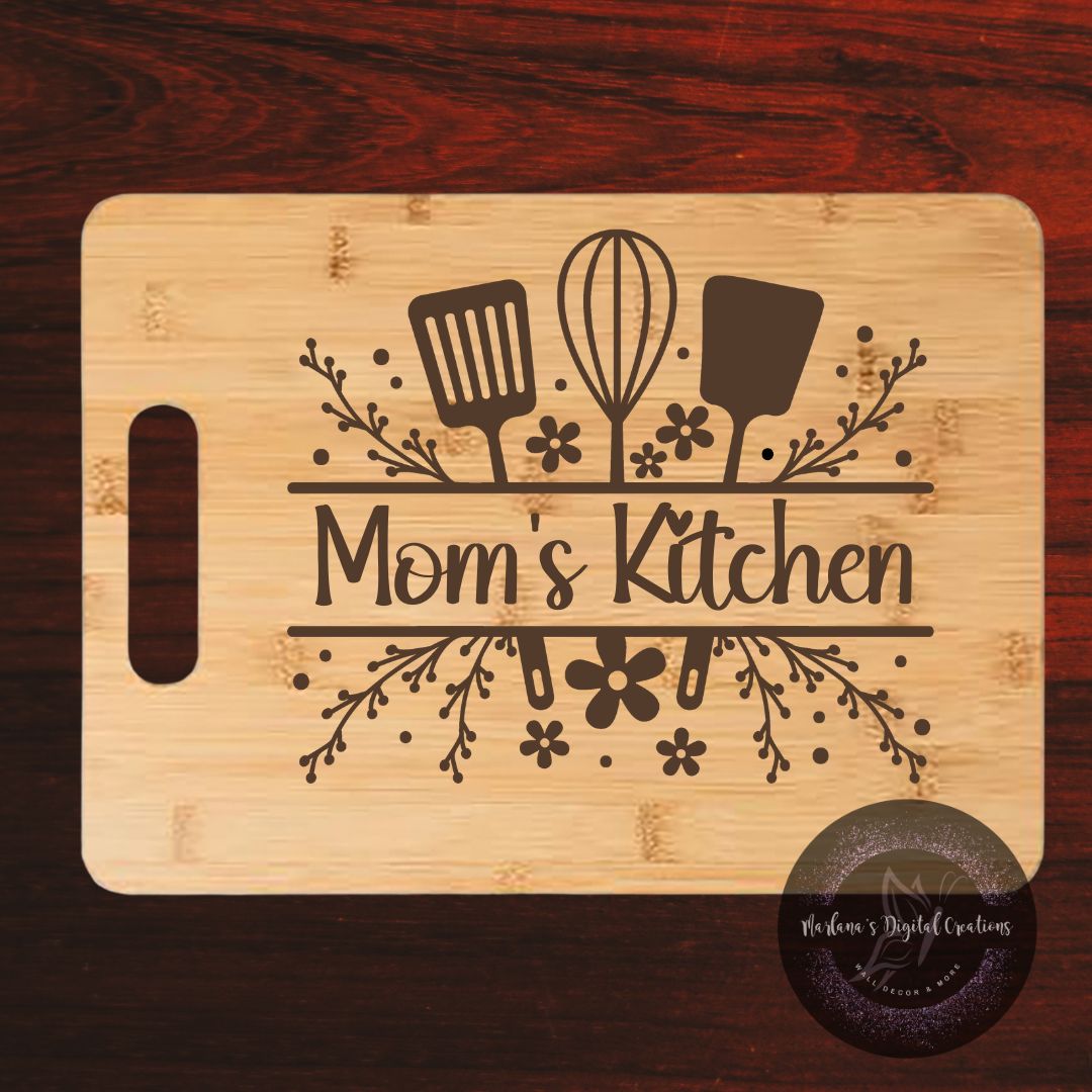 Custom Kitchen Utensils Monogram - Large Rectangle Cutting Board