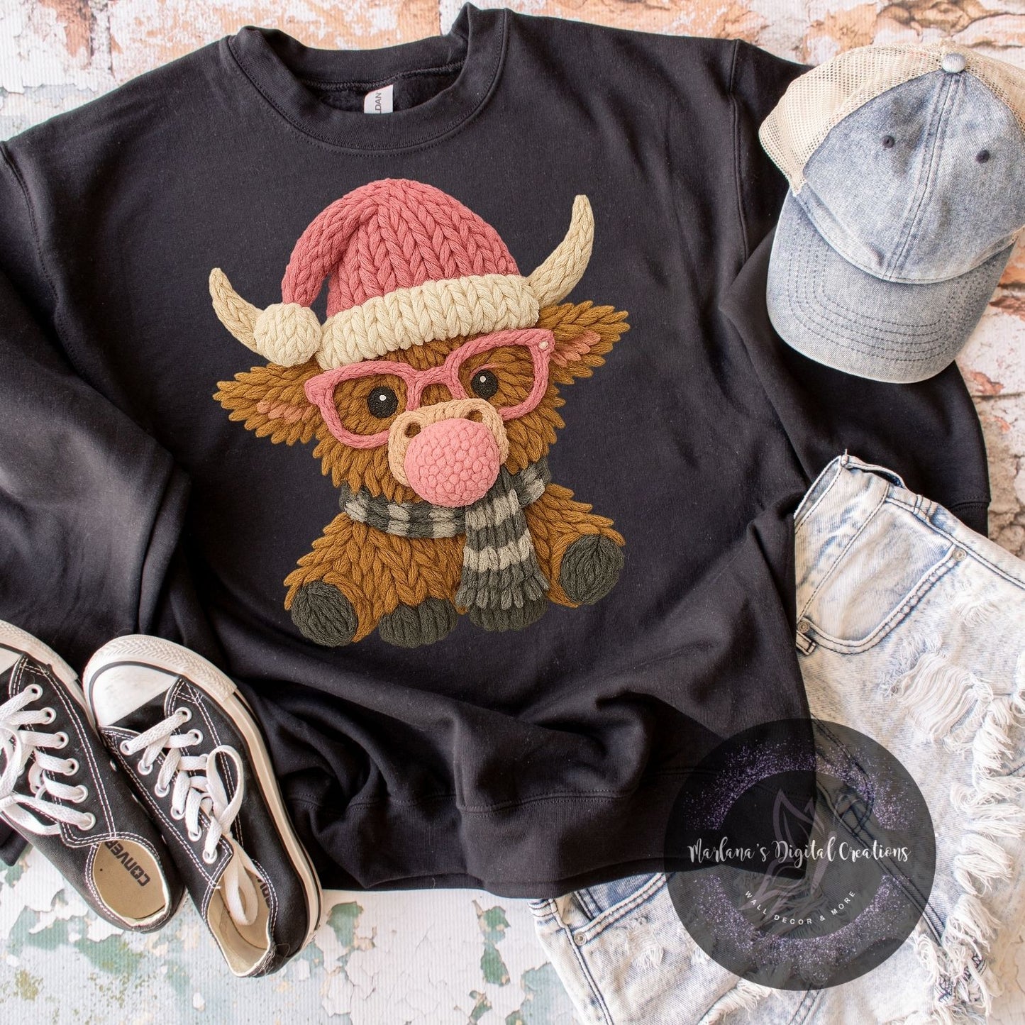 Christmas Cow Pink Yarn HMD