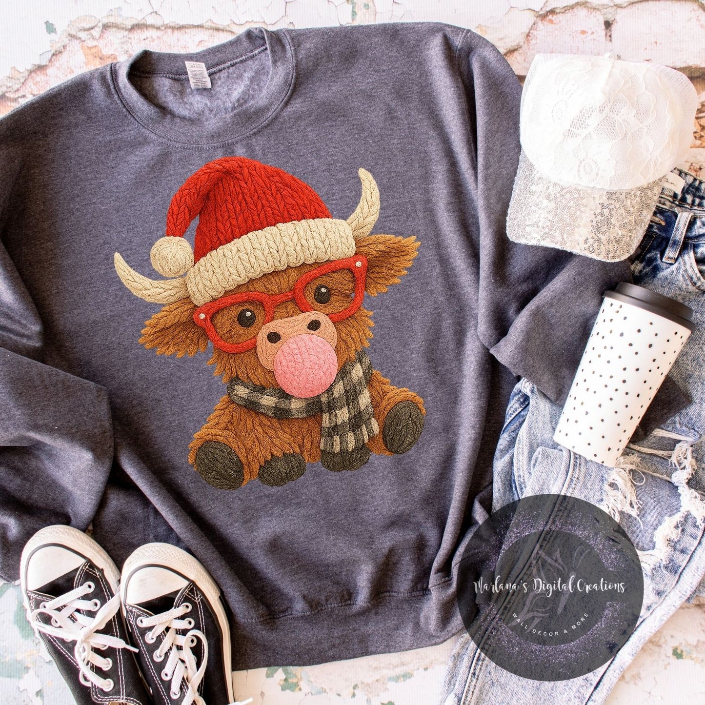 Christmas Cow Red Yarn HMD