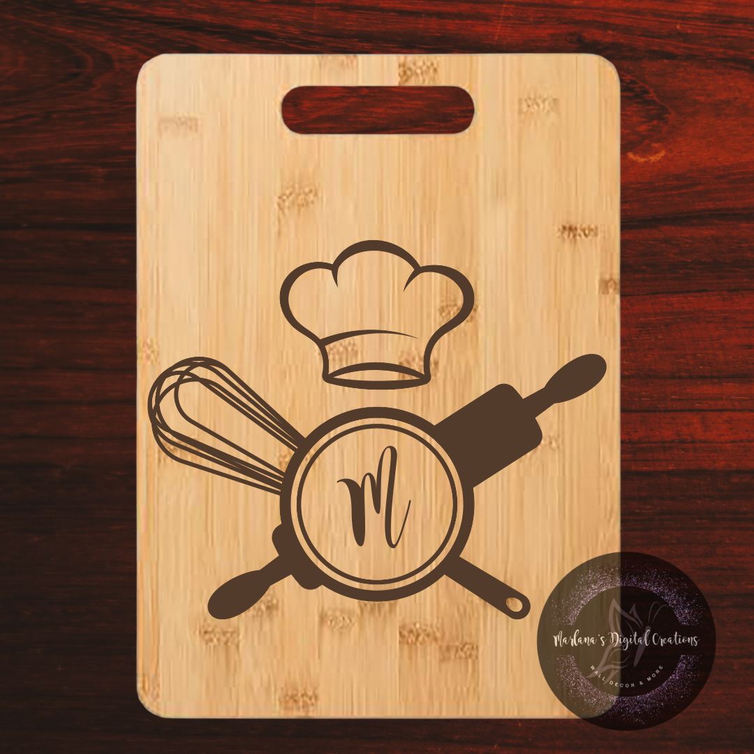 Custom Chef Monogram Baking - Large Rectangle Cutting Board