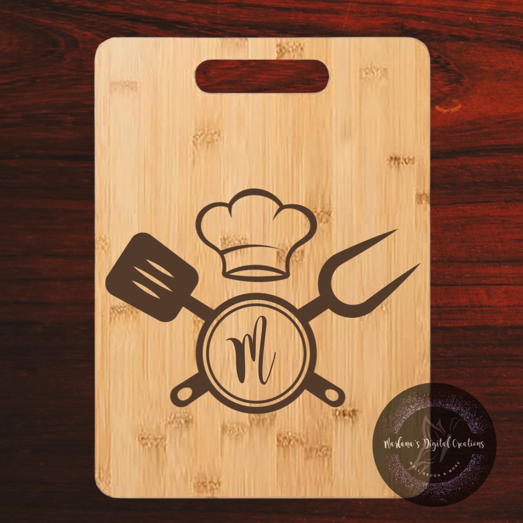 Custom Chef Monogram Spatula - Large Rectangle Cutting Board