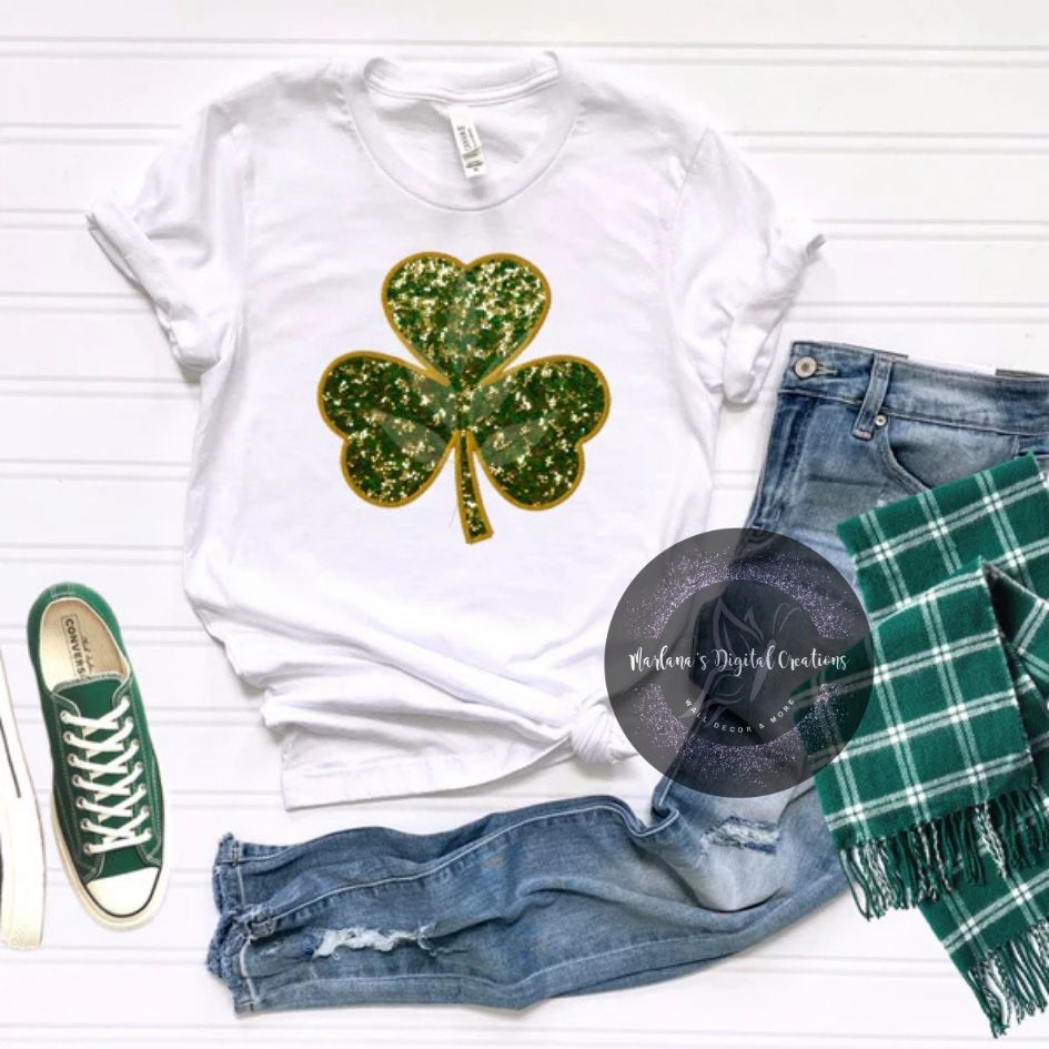 Gold Green Glitter Clover CPC