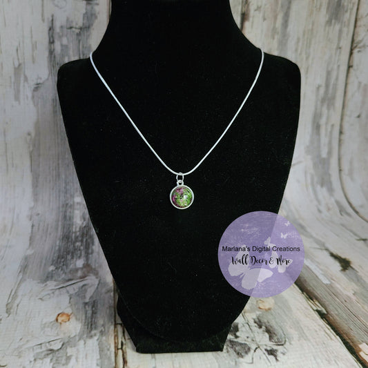 Green Purple Agate Stone Carbochon Necklace