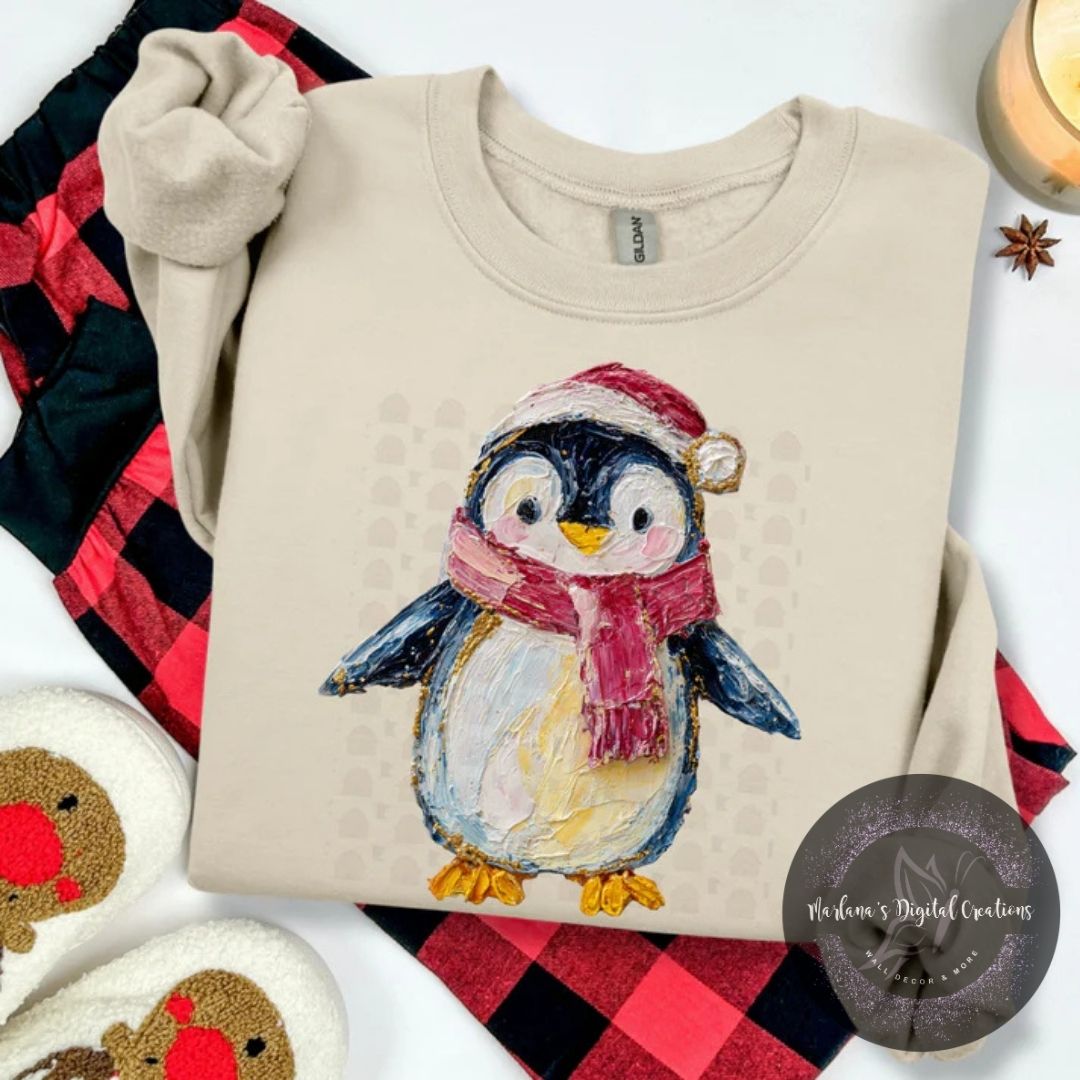 Hand Painted Christmas Penguin CPC