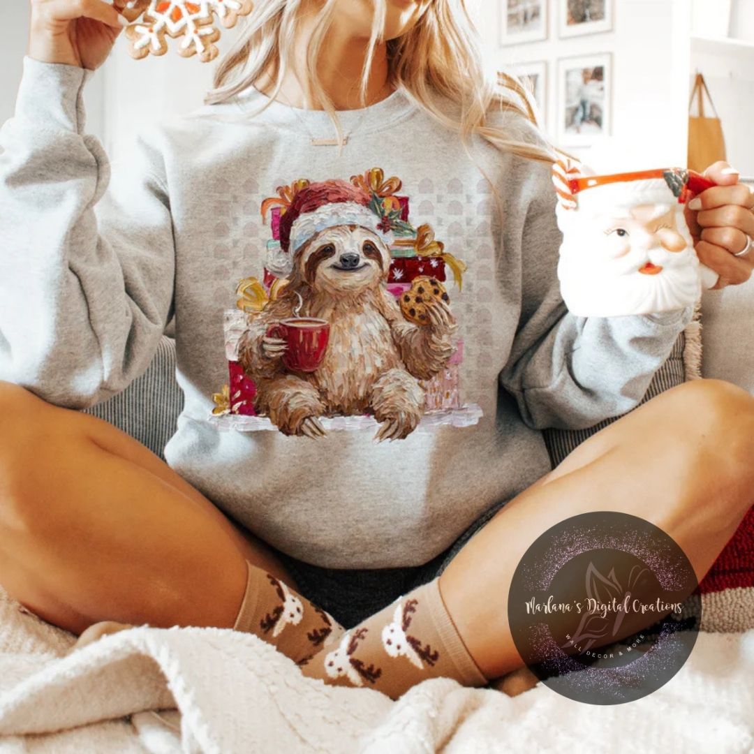 Hand Painted Christmas Sloth CPC