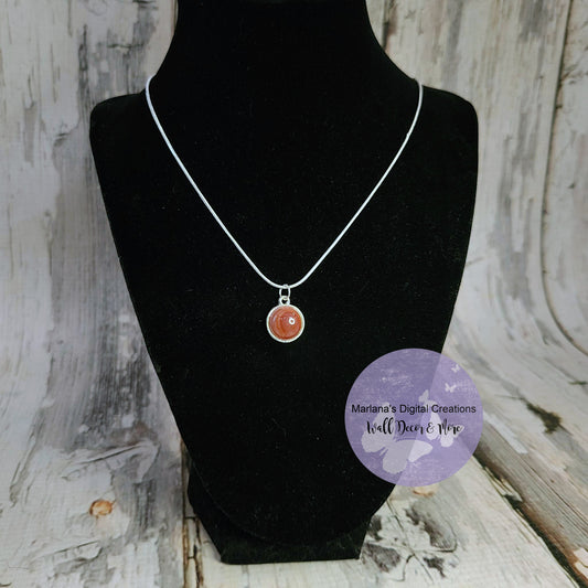 Red Agate Stone Carbochon Necklace