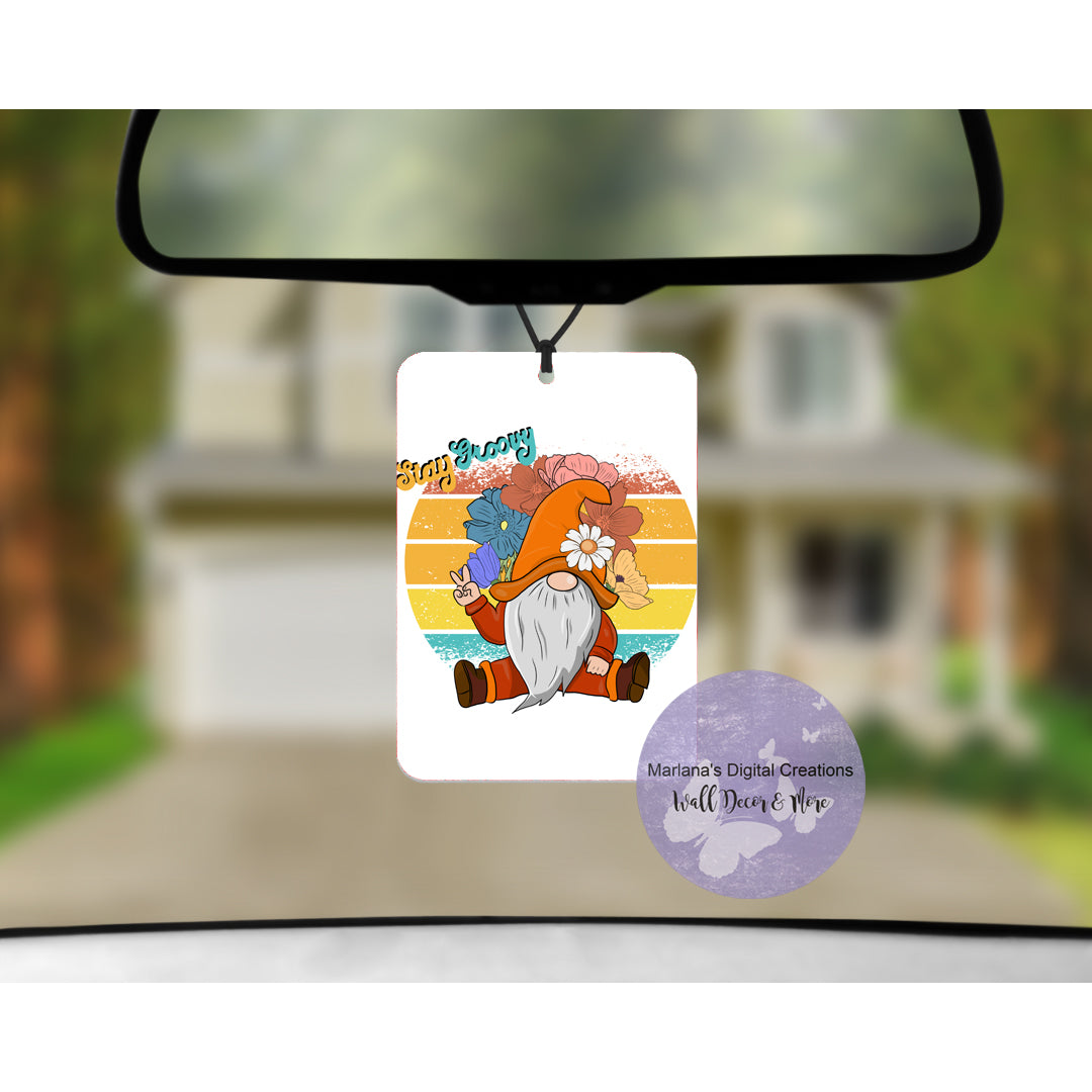 Stay Groovy Gnome Car Freshener