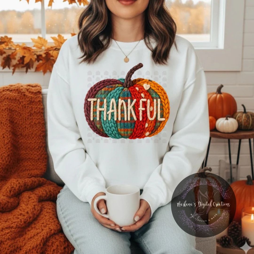 Thankful Plaid Pumpkin Yarn Print CPC
