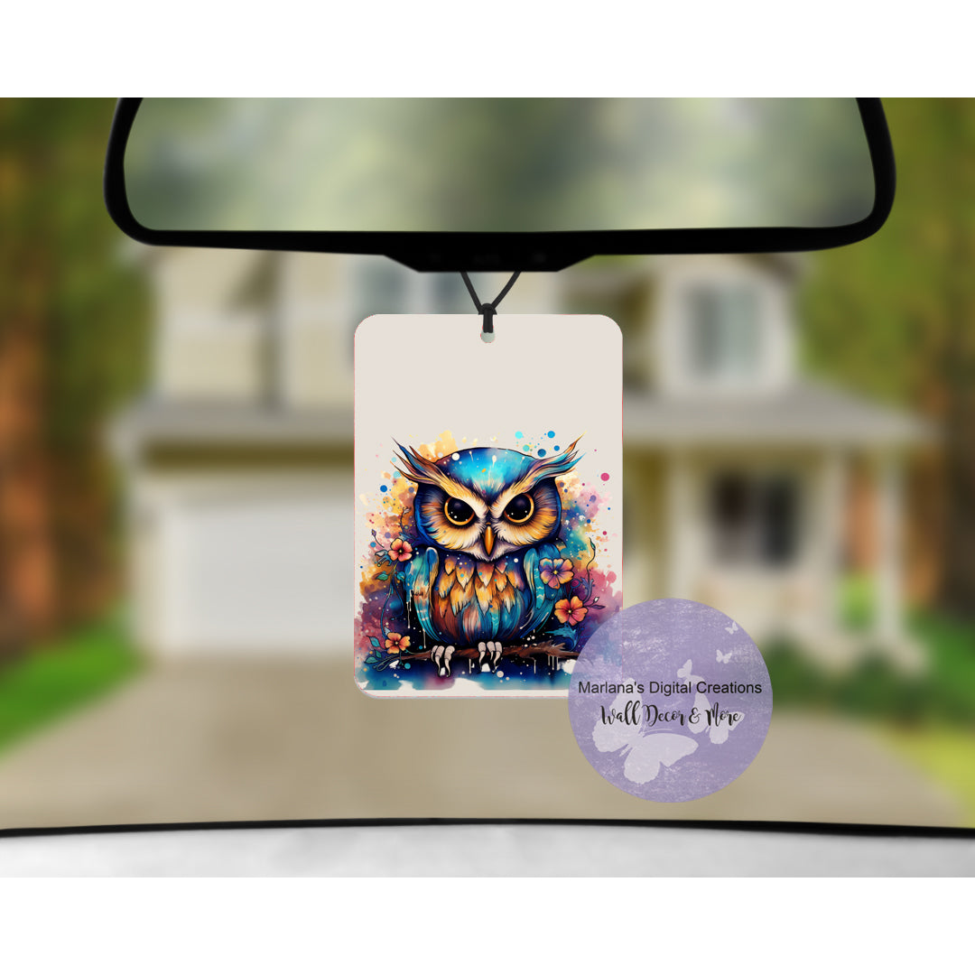 Watercolor Owl 85 Car Freshener