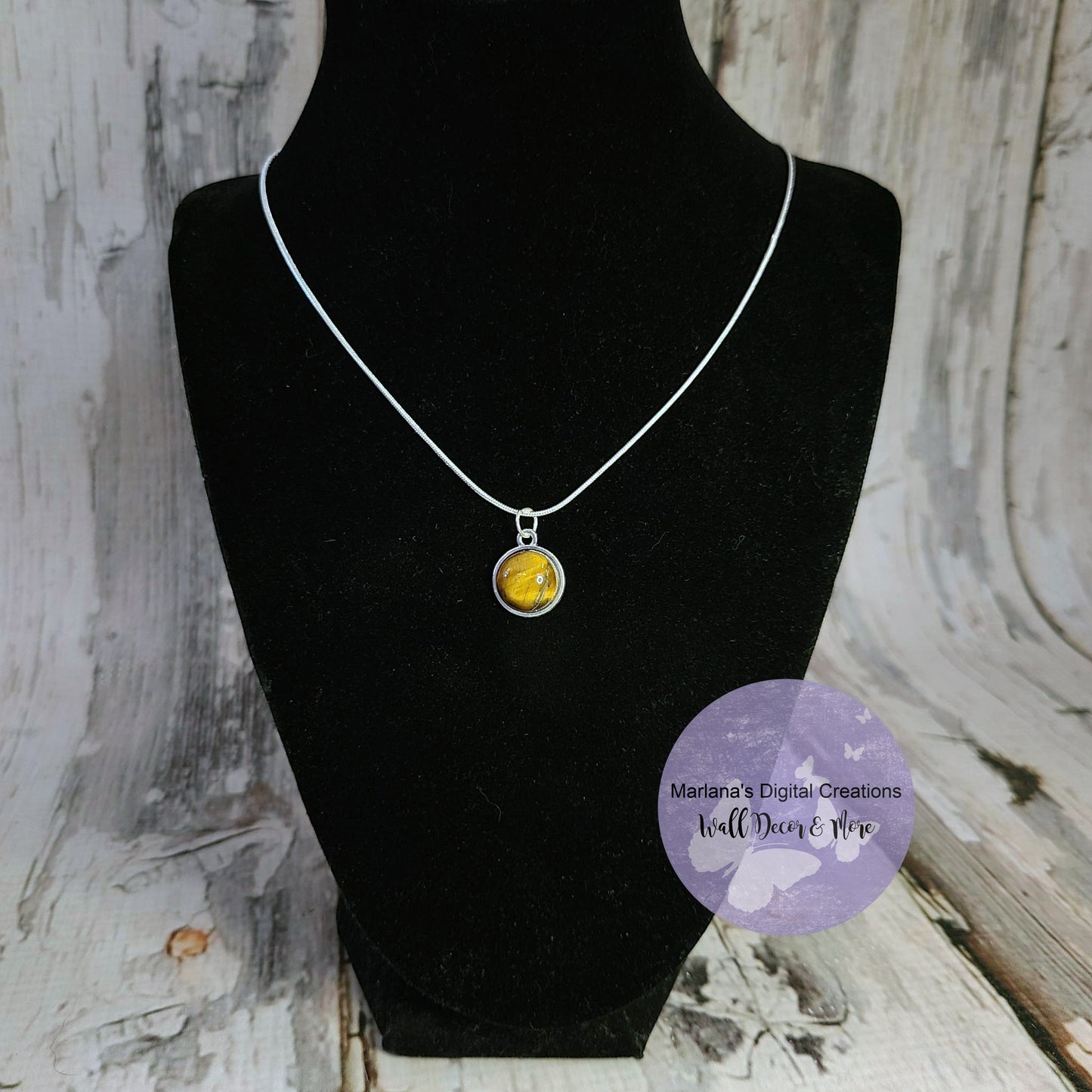 Yellow Tiger Eye Stone Carbochon Necklace