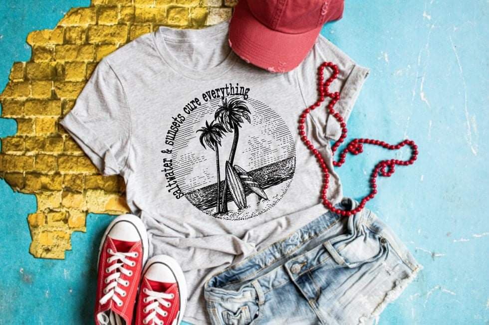 Saltwater And Sunsets Cure Everything HMD - Screen Print