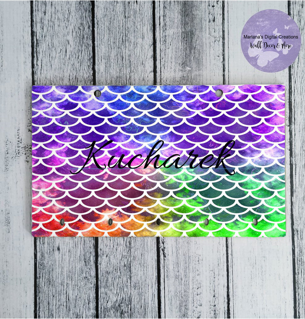 White and Rainbow Mermaid Scales Key Rack