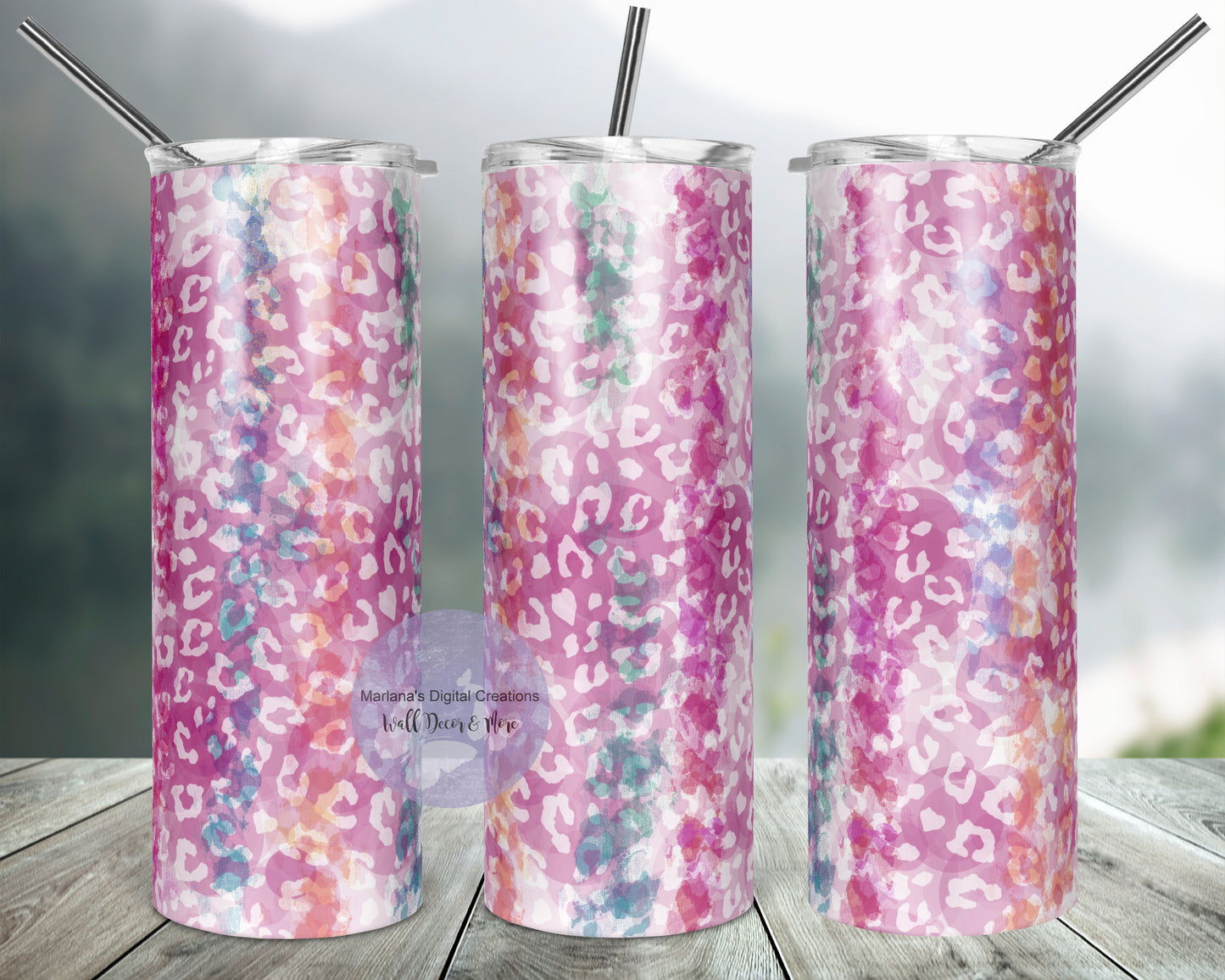 Cheetah Water Color 20oz Skinny Tumbler