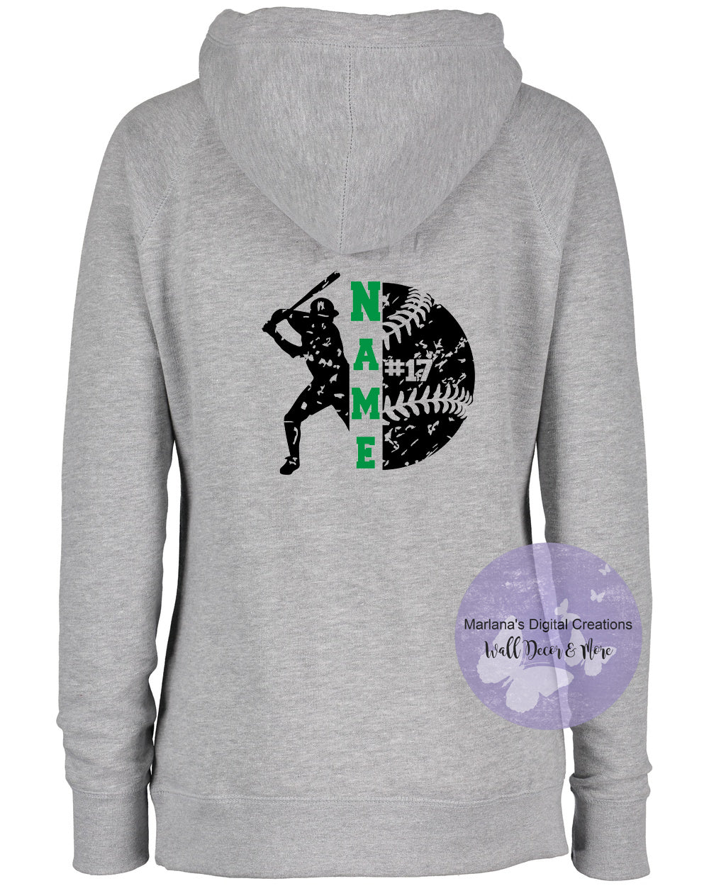Custom Baseball Screen Print Personalized Funnel Neck Hoodie