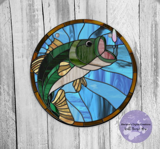 Bass Stained Glass - Circle Sign