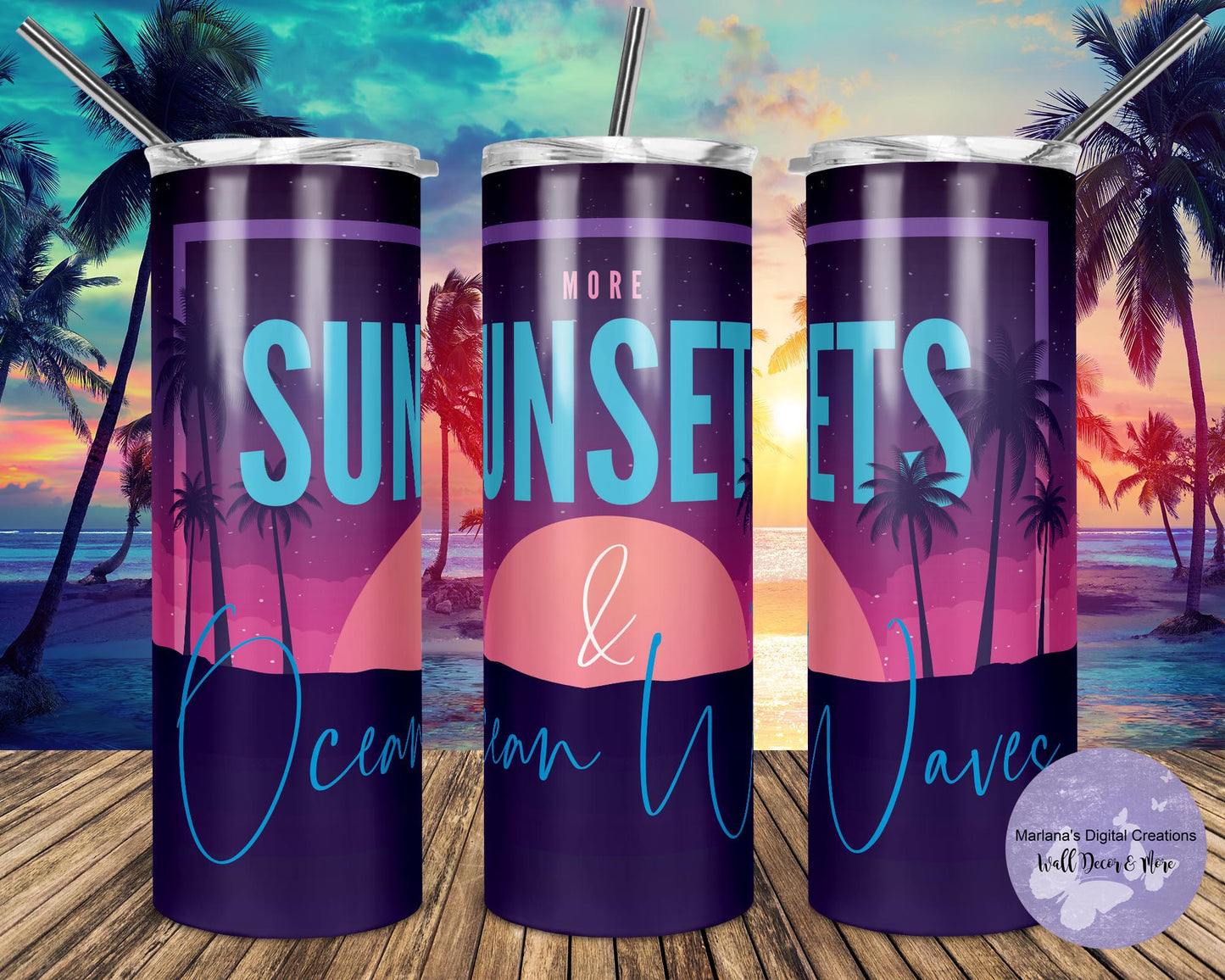 More Sunsets And Ocean Waves 20oz Skinny Tumbler