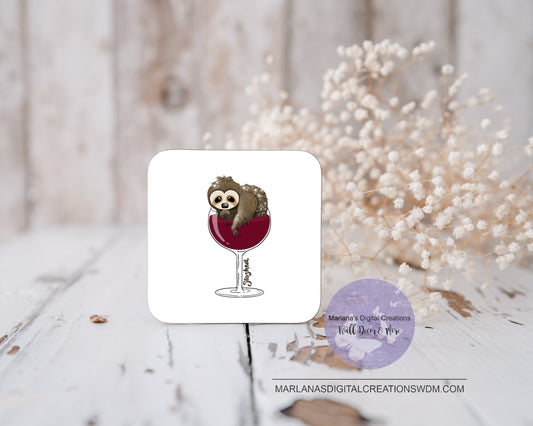 Sloshed Wine Sloth Coaster