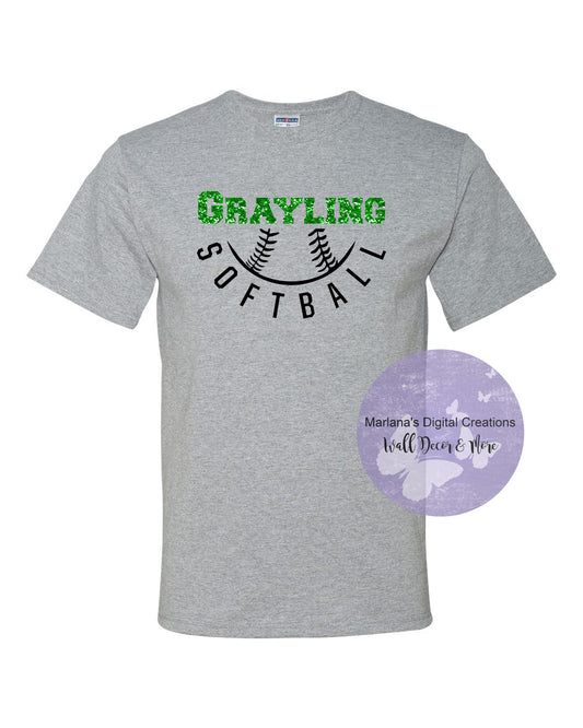 Grayling Softball Glitter Personalized Unisex Tshirt