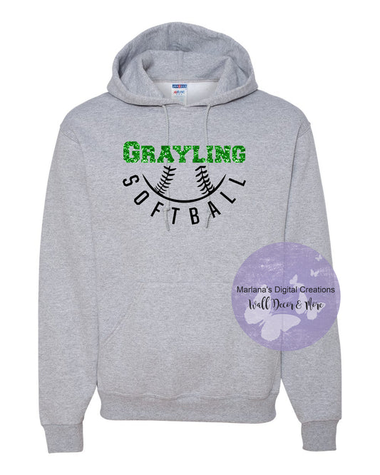Grayling Softball Glitter Personalized Unisex Hoodie