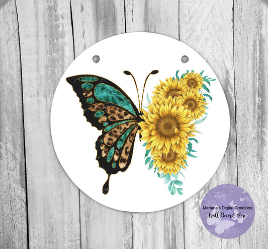 Sunflower Butterfly - Circle Sign