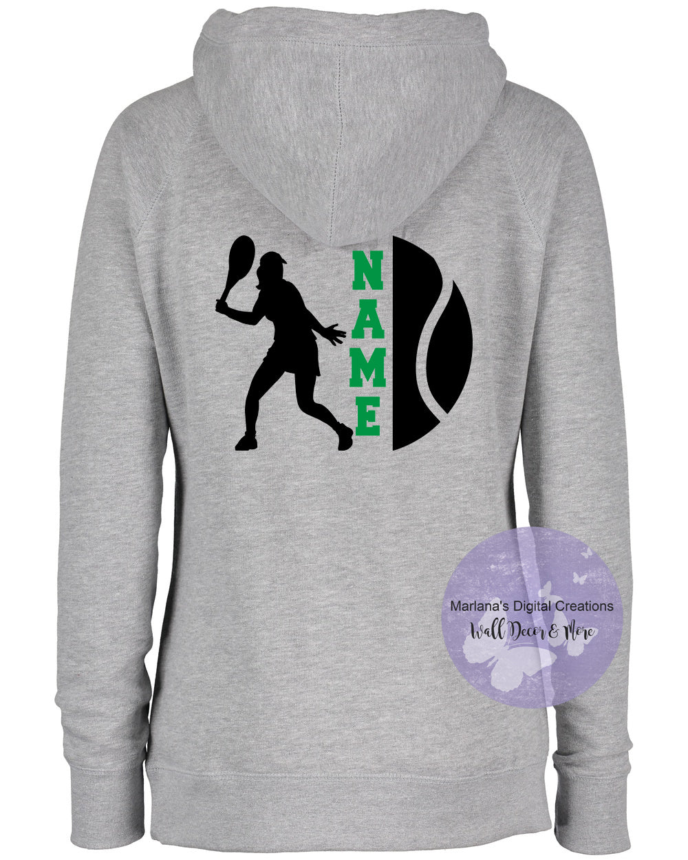 Custom Tennis Screen Print Personalized Funnel Neck Hoodie