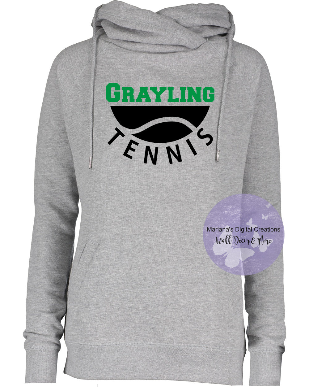 Custom Tennis Screen Print Personalized Funnel Neck Hoodie