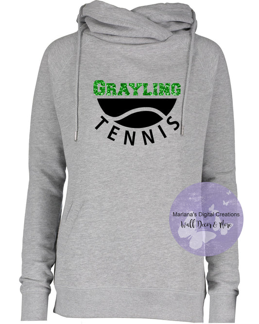 Grayling Tennis Glitter Personalized Funnel Neck Hoodie
