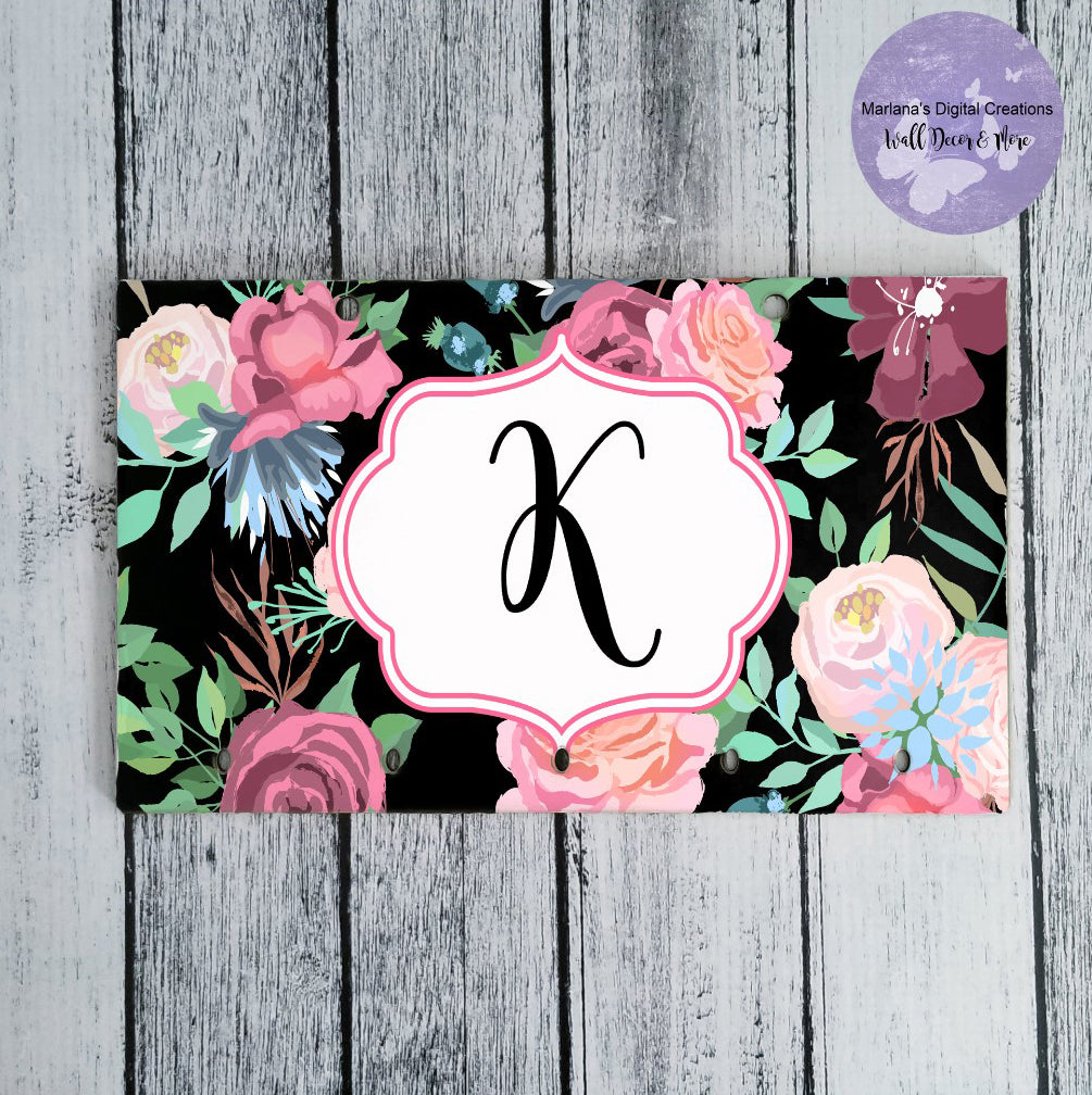 Black Floral Key Rack