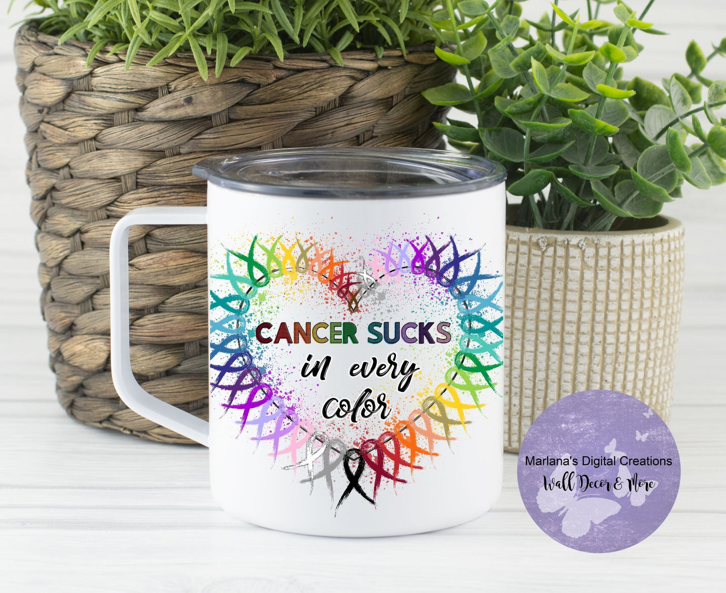 Cancer Sucks In Every Color 14oz Townie Mug