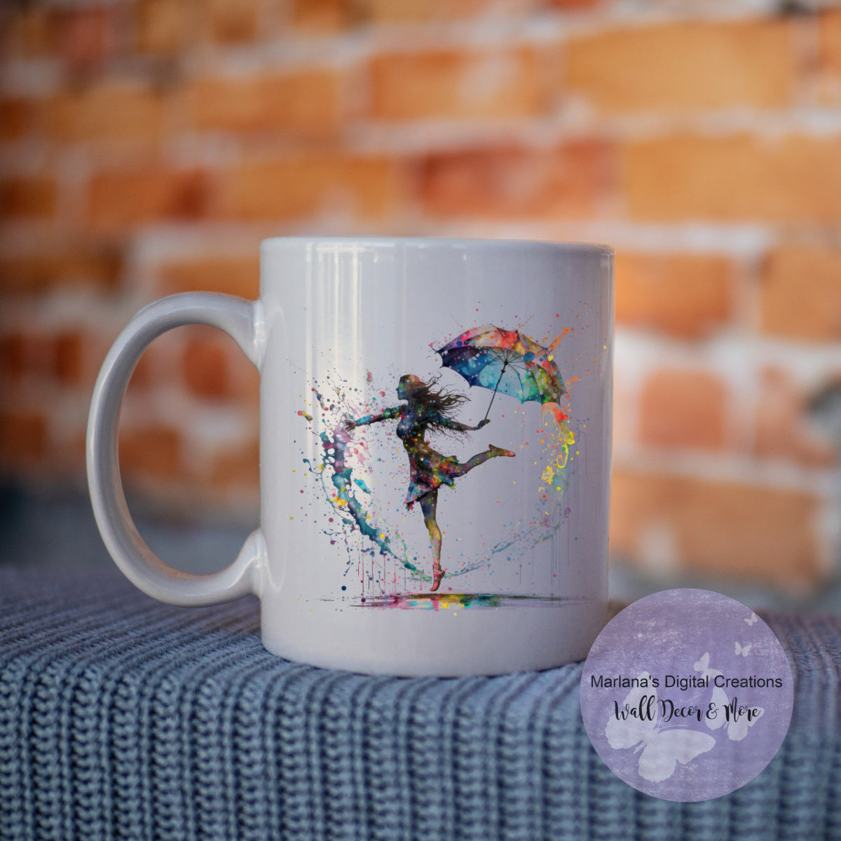 Girl Dancing In Rainbow Rain Mug