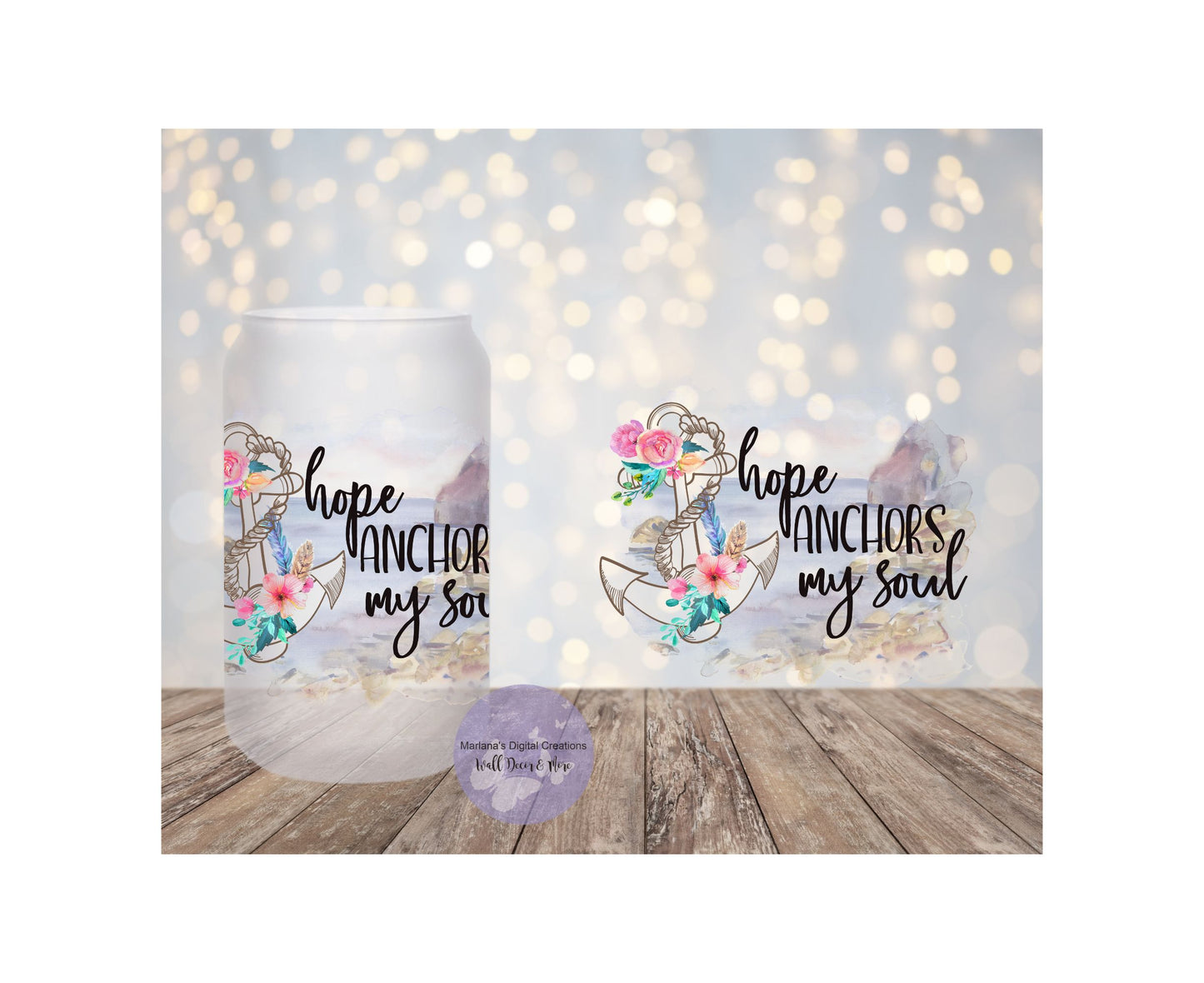 Hope Anchors My Soul 16oz Frosted Glass Tumbler