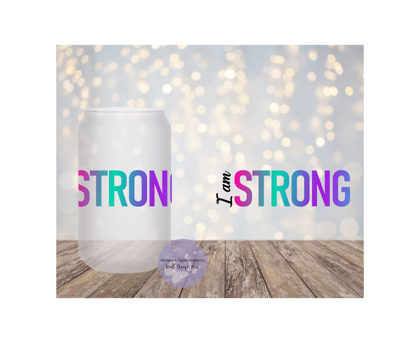 I Am Strong 16oz Frosted Glass Tumbler