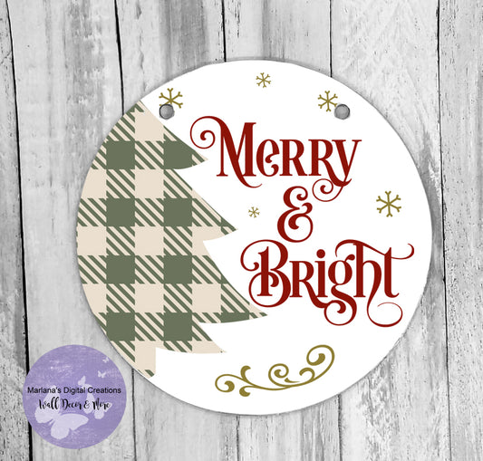 Merry & Bright - Circle Sign