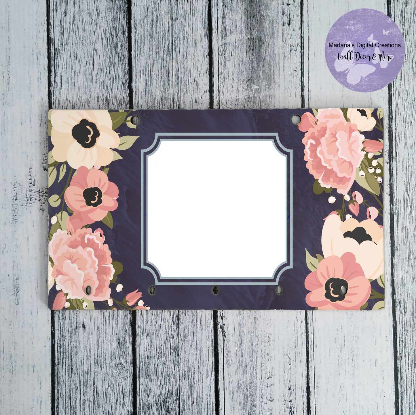 Navy Floral Key Rack