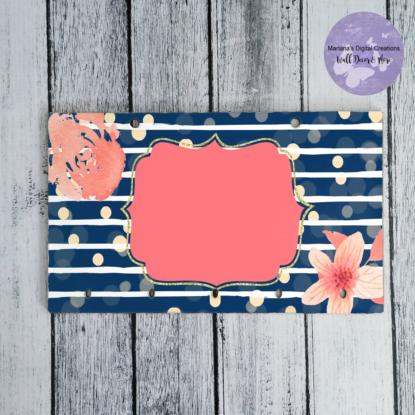 Peach Floral Key Rack