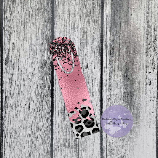 Pink Gray Leopard Bookmark
