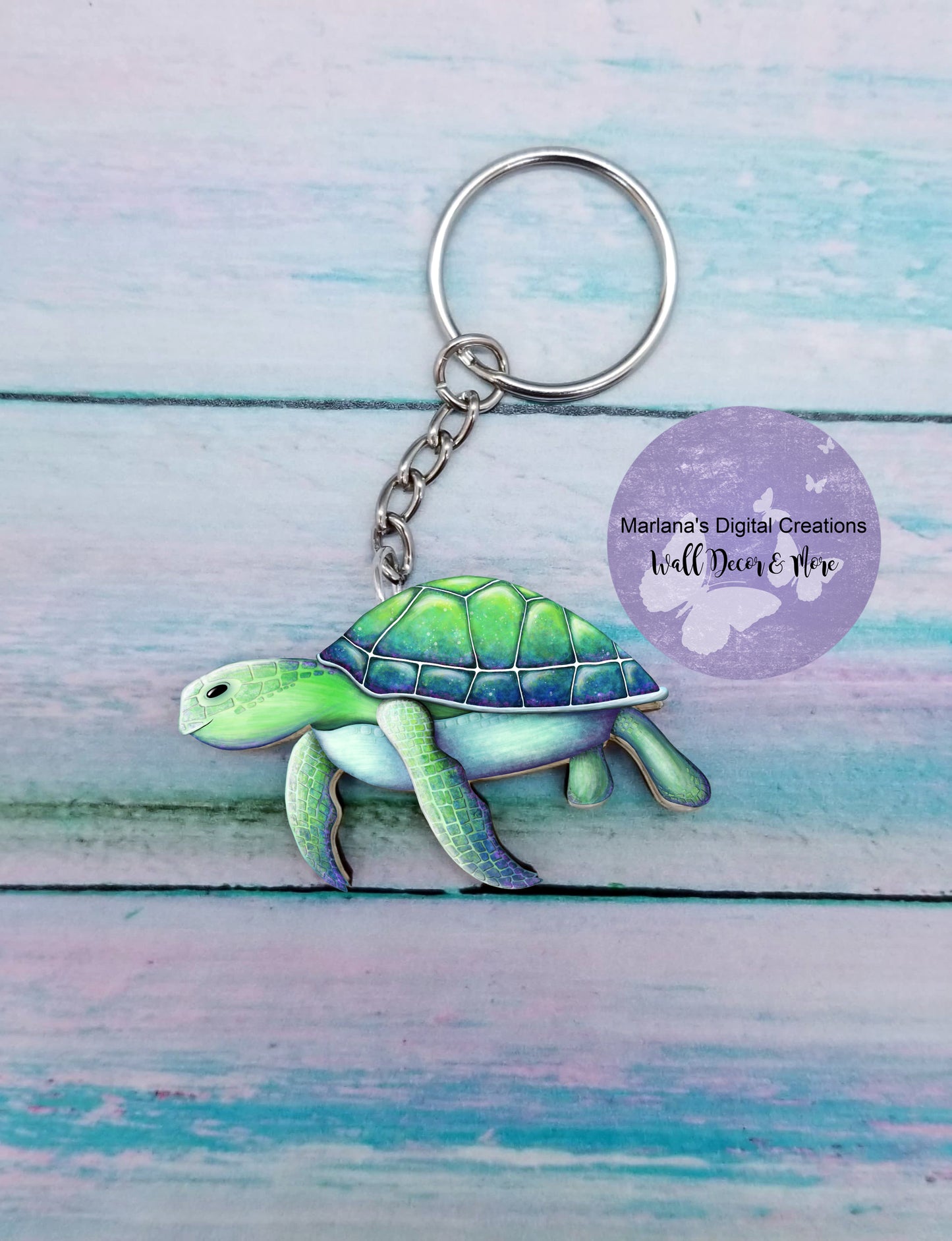 Sea Turtle Green Blue Keychain