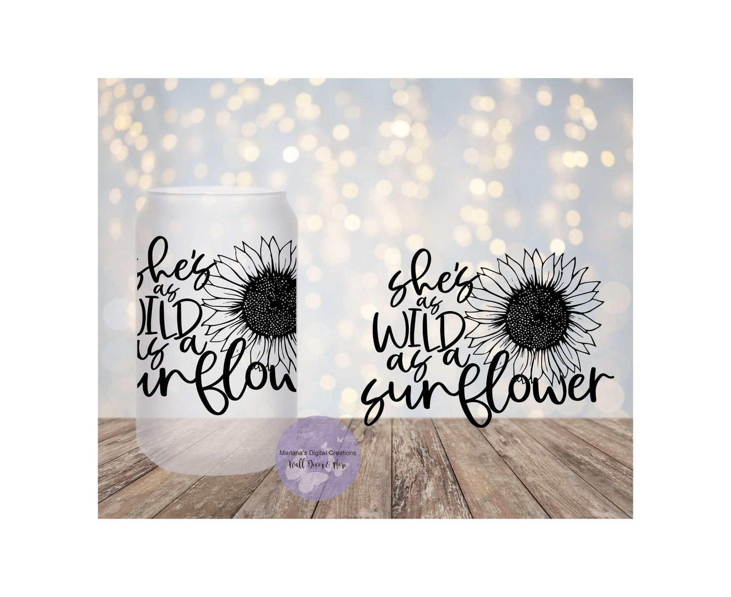 She's Wild As A Sunflower 16oz Frosted Glass Tumbler