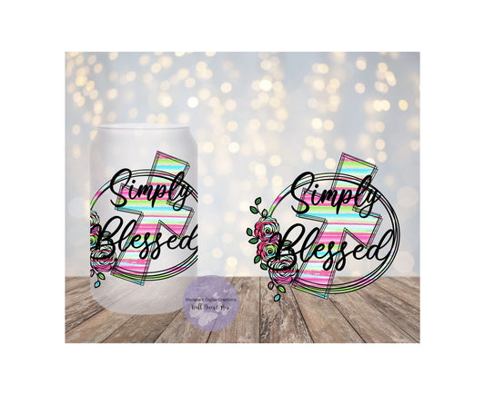 Simply Blessed 16oz Frosted Glass Tumbler