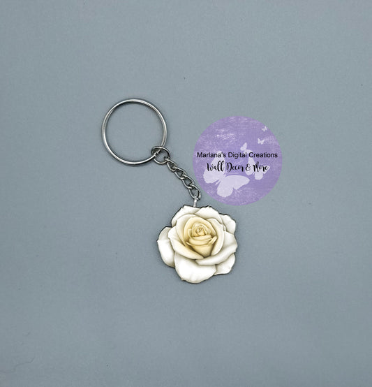 Solid Rose White Keychain