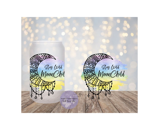 Stay Wild Moon Child 16oz Frosted Glass Tumbler