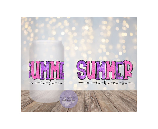 Summer Vibes Pastel 16oz Frosted Glass Tumbler