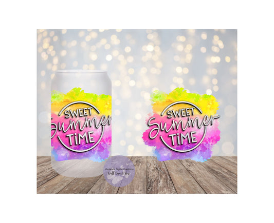 Sweet Summer Time 16oz Frosted Glass Tumbler