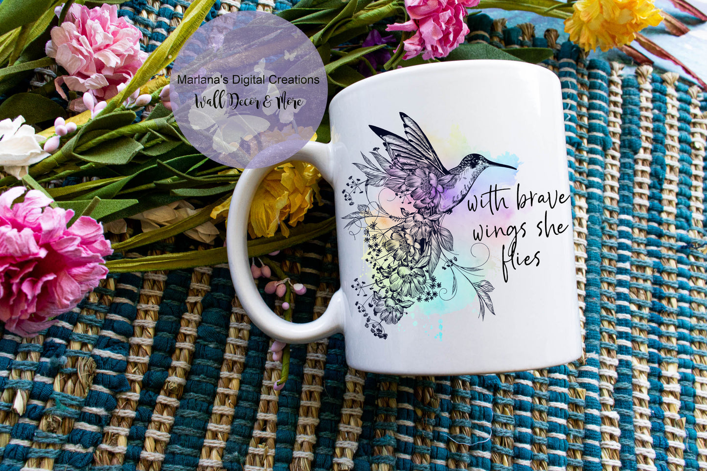 With Brave Wings Hummingbird - Mug