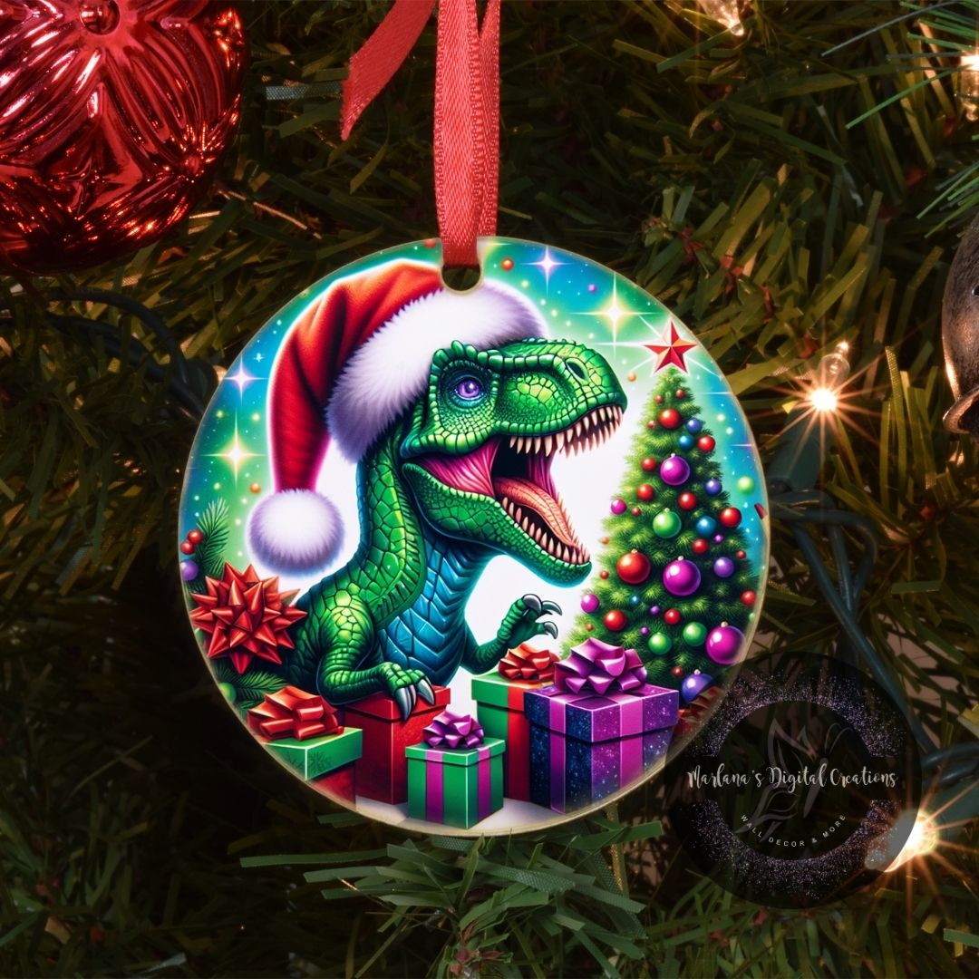 Christmas Dinosaur 26 - Ornament