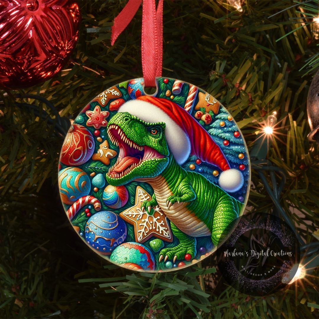 Christmas Dinosaur 27 - Ornament